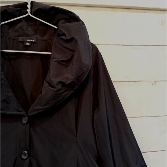 SUZE XS Sun Kim Black Coat Lagenlook Wired Collar Light Jacket - Picture 3 of 9